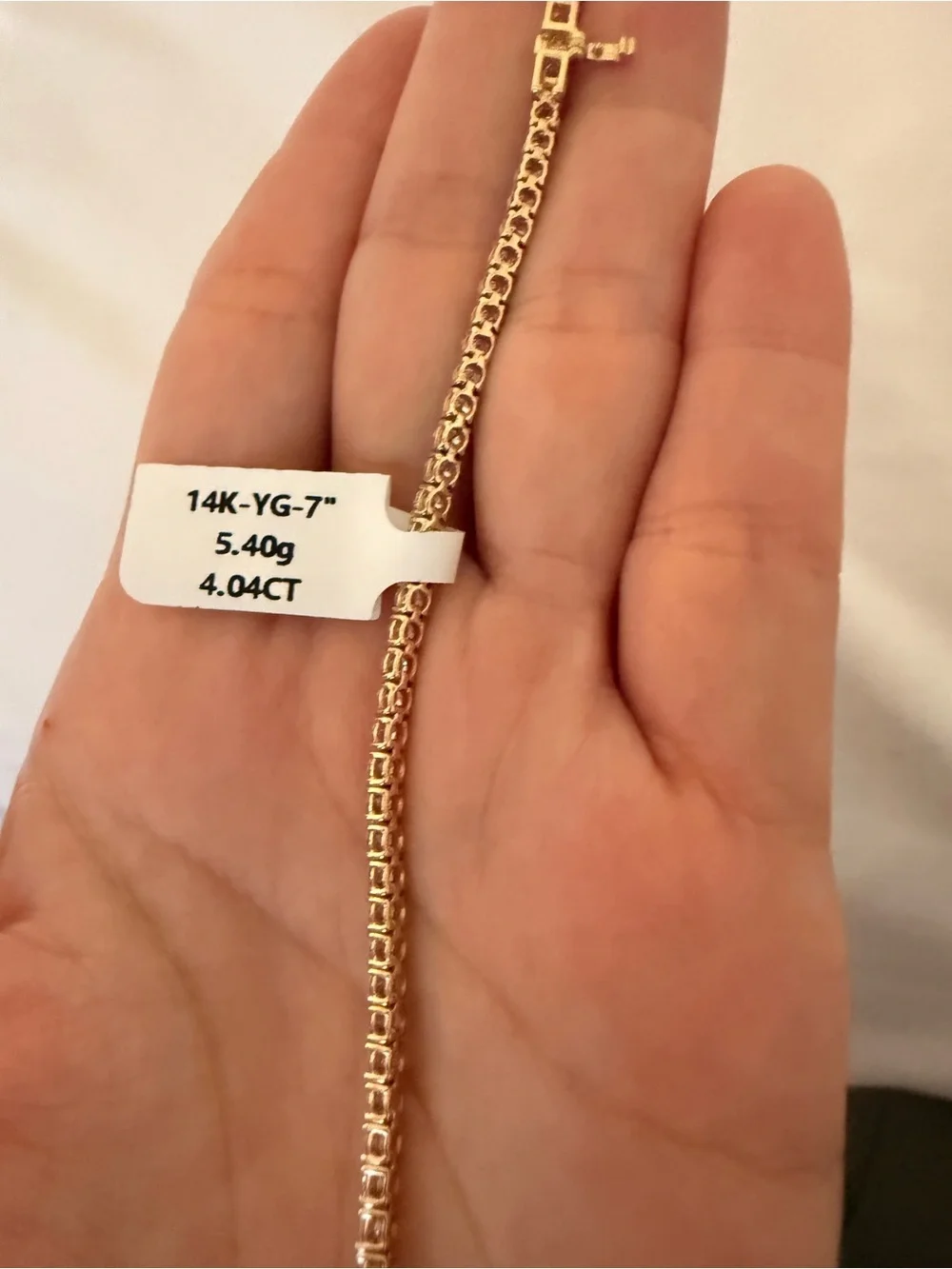 14K Solid Yellow Gold Lab Grown Diamond Tennis Bracelet - 4.04tcw, Size 7